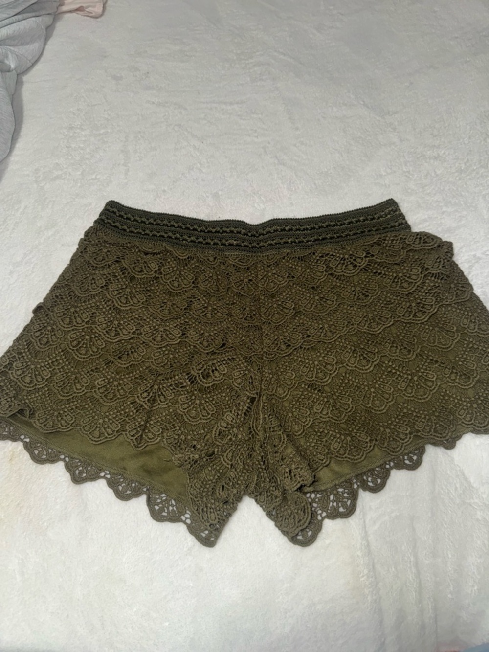 Justice Olive Green Smocked Waist Shorts
